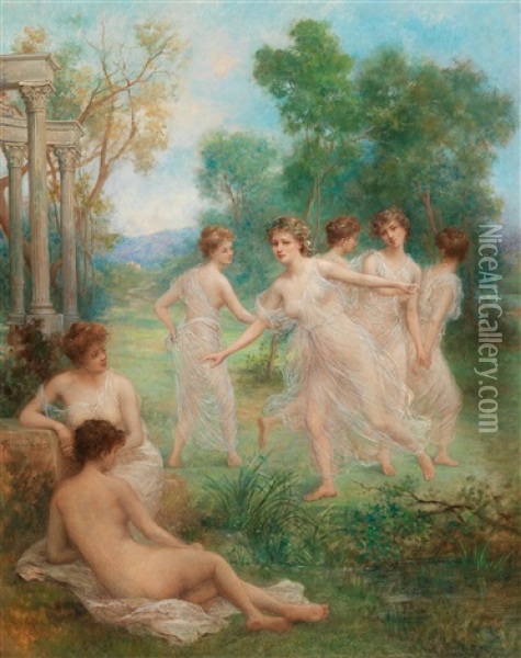 Nymphs Dancing Oil Painting - Francois Lafon