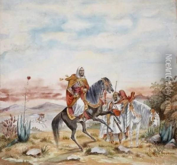 Cavaliers Arabes Oil Painting - Germain Dupac