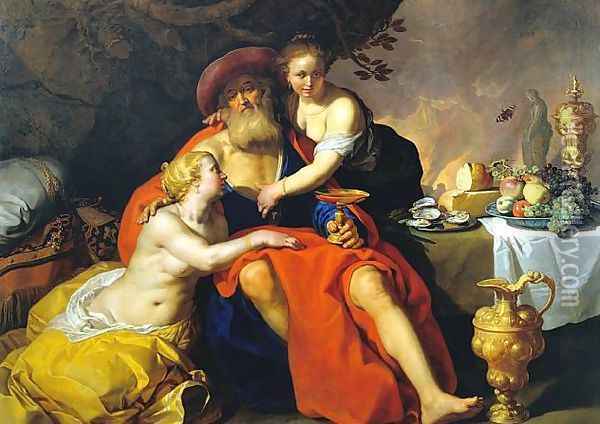 Lot and His Daughters Oil Painting - Abraham Bloemaert