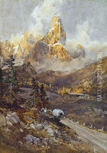 Cimon Della Pala (dolomiten) Oil Painting - Edward Theodore Compton