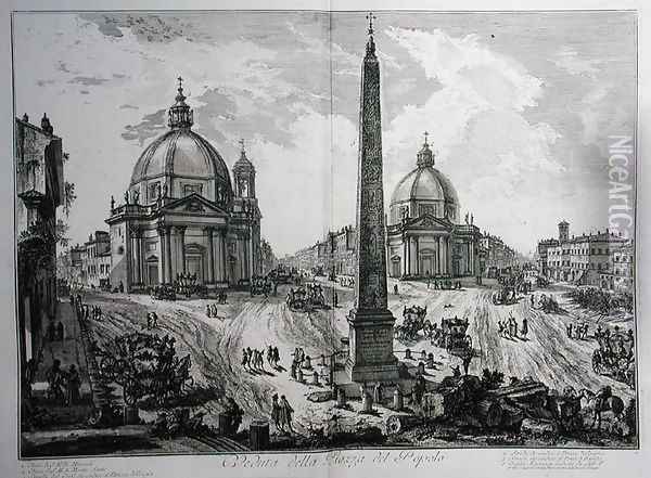 Piazza del Popolo, from Le Antichita Romane de G.B. Piranesi 1756, published in Paris, 1835 Oil Painting - Giovanni Battista Piranesi