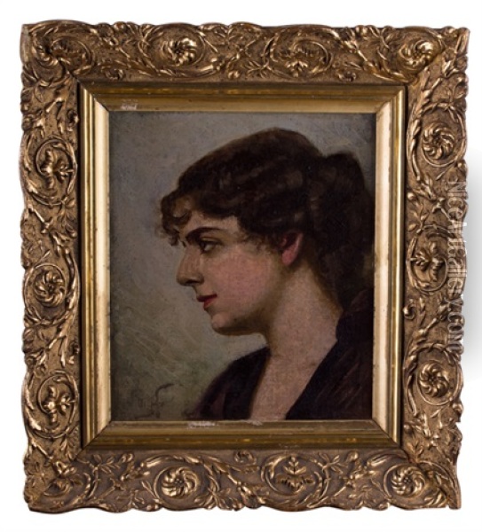 Portrait Einer Dame Im Seitenprofil Oil Painting - Friedrich August von Kaulbach