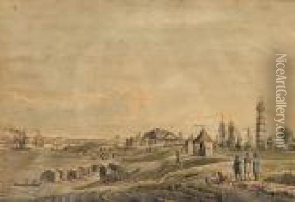 Paar Ansichten Desseebades Travemunde Oil Painting - Johann Carl August Richter