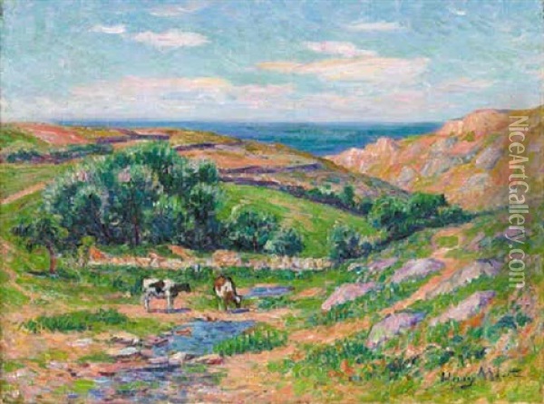 Une Vallee En Cleden Baie De Douarnenez Oil Painting - Henry Moret