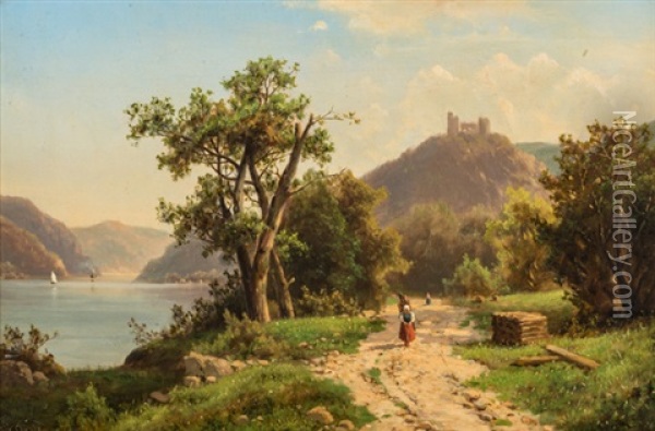 Sommerliche Landschaft An Einem See Oil Painting - Fritz Chwala