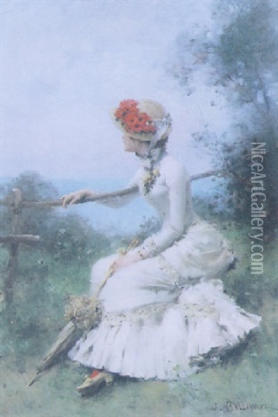 Jeune Femme Regardant La Mer Oil Painting - Jules Frederic Ballavoine