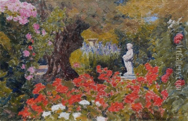 Le Jardin Fleuri A Ben Negro, Bizerte Oil Painting - Alexandre Roubtzoff