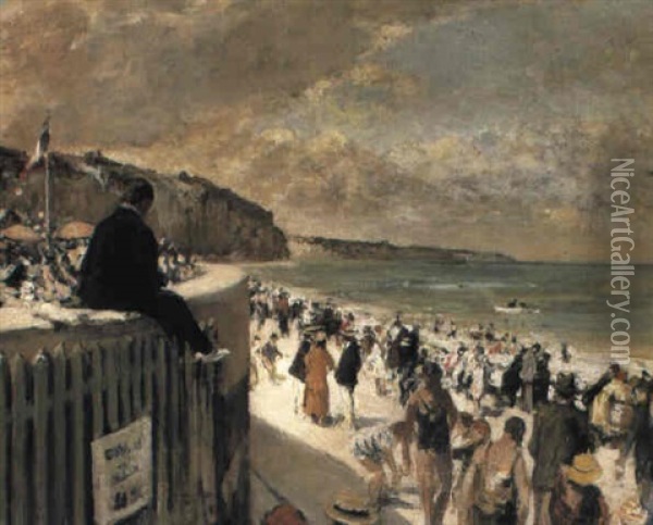 Casino Steps, Dieppe Oil Painting - Jacques-Emile Blanche