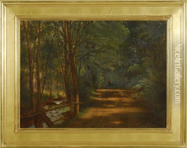 Country Road With Horse And Carriage Oil Painting - Benjamin Champney