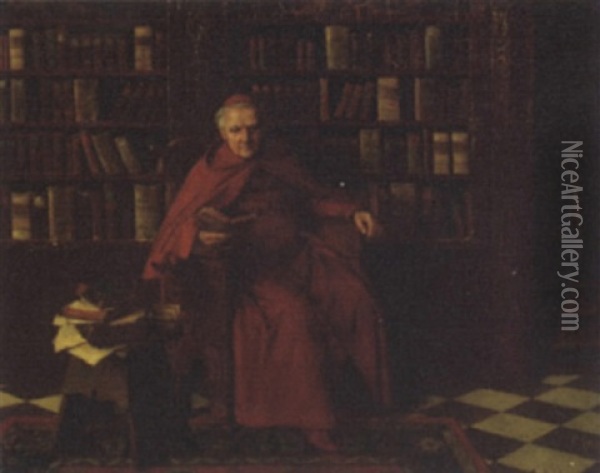 Cardinal In His Study Oil Painting - Erwin Eichinger