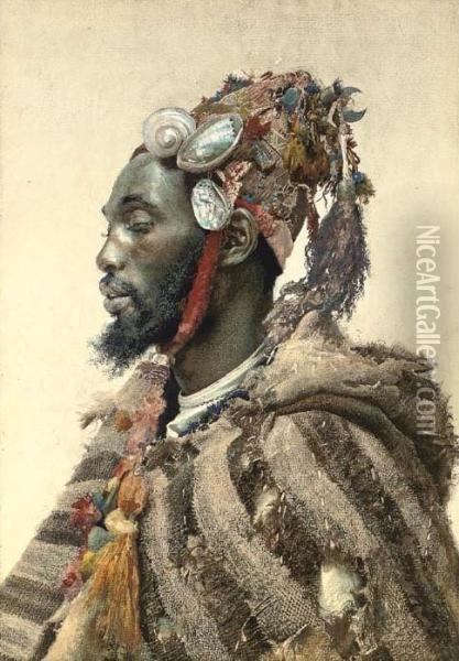 Moor In A Headdress Oil Painting - Jose Tapiro Y Baro