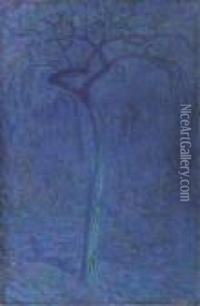 Boom In Maanlicht (de Blauwe Boom) Oil Painting - Leo Gestel