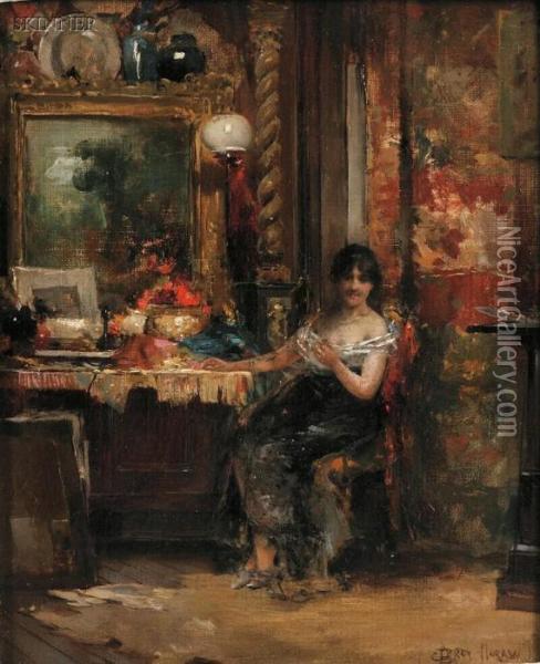 The Interrupted Sitting Oil Painting - Edward Percy Moran