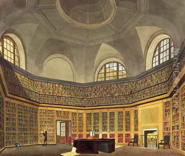 The Kings Library, Buckingham House, from The History of the Royal Residences, engraved by R.G. Reeves fl.1811-37, by William Henry Pyne 1769-1843, 1819 Oil Painting - James Stephanoff