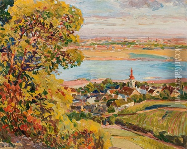 Kahlenbergerdorf Oil Painting - August Rieger