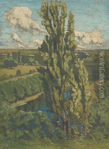 Les Peupliers D'italie Oil Painting - Joseph Louis Lepine