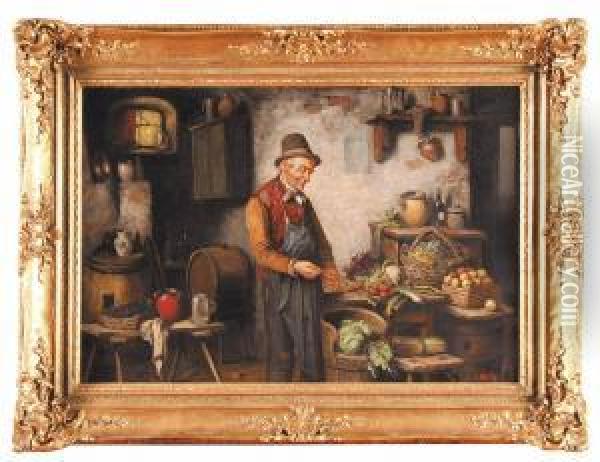 Sprzedawca Warzyw, 1907 R. Oil Painting - Carl Ostersetzer