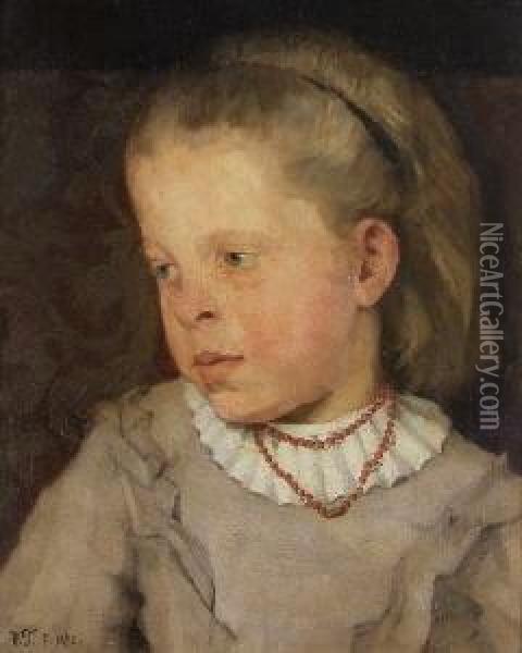 Kinderportrat Oil Painting - Wilhelm Trubner