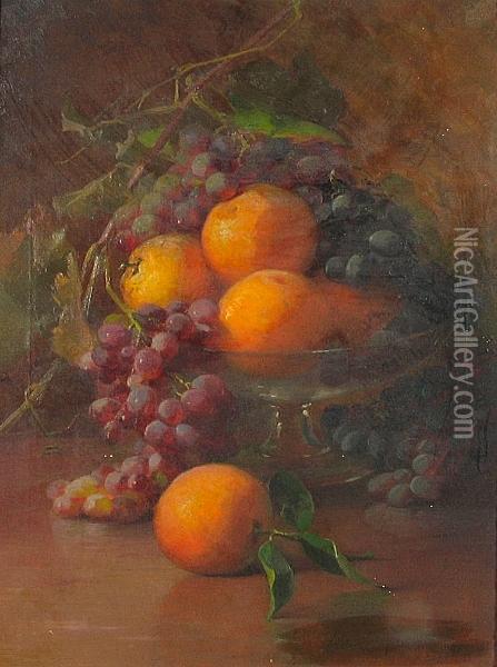 A Still Life With Oranges And Grapes Oil Painting - Adelaide Palmer