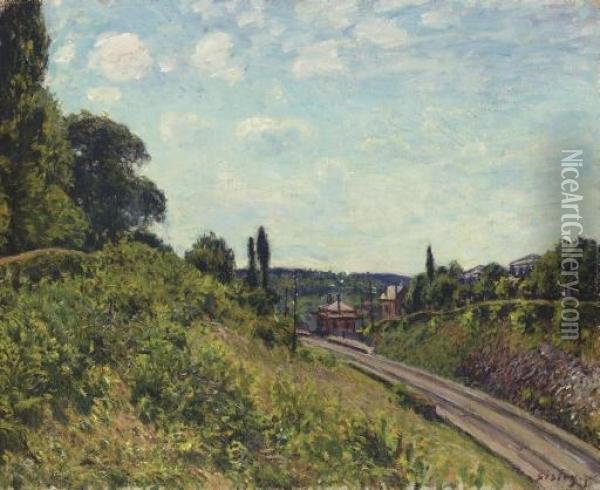 La Gare De Sevres Oil Painting - Alfred Sisley