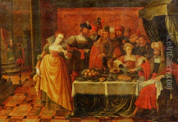 The Feast Of King Herod Oil Painting - Ambrosius Francken the Elder