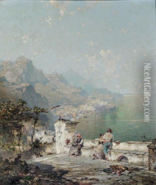Amalfi, The Gulf Of Salerno Oil Painting - Franz Richard Unterberger
