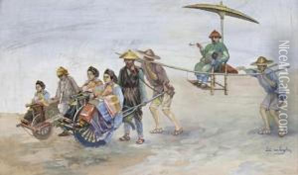 Chinese Travellers Oil Painting - Piet Van Engelen