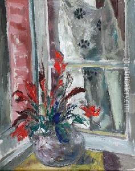 Kwiaty Oil Painting - Leopold Gottlieb