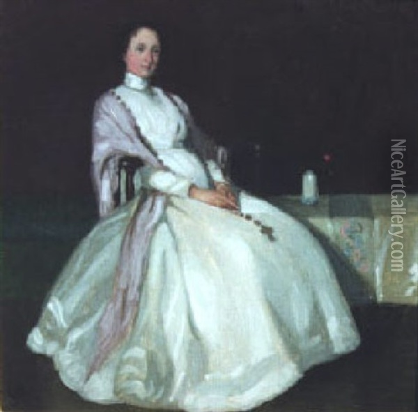Woman In White Oil Painting - Hermann Dudley Murphy