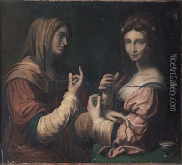 Vertumno E Pomona Oil Painting - Bernardino Luini
