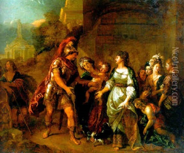 Hector And Andromache Oil Painting - Charles de La Fosse
