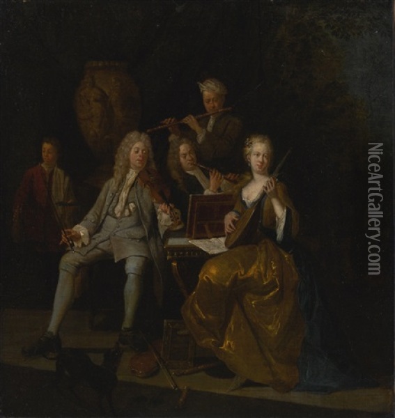 A Musical Company Oil Painting - Pieter Angillis
