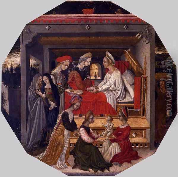 Birth of the Baptist Oil Painting - Domenico Di Bartolo