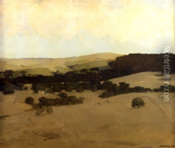 Landscape, Bay Area Oil Painting - Arthur Frank Mathews