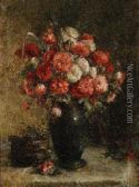 Summer Flowers In A Vase Oil Painting - Hermina Bruck