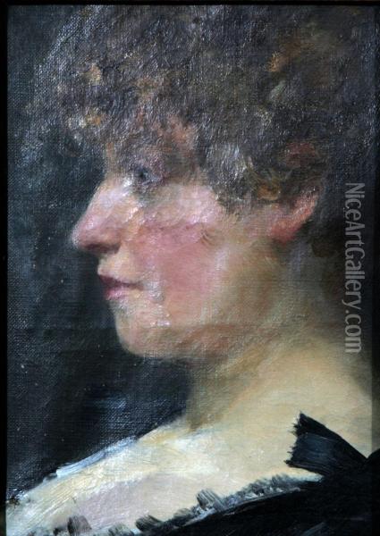 Portratt - Dam I Profil Oil Painting - William Feron