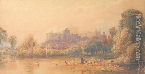 Evening At Windsor Castle Oil Painting - Peter de Wint