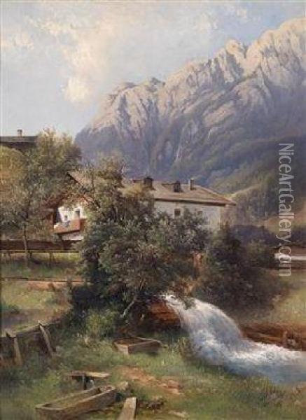Scene From Werfen Oil Painting - Carl Haunold