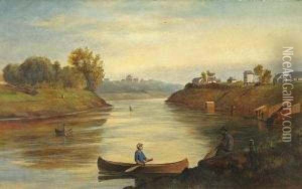 Fort Rouge And Assiniboine River, Winnipeg,from Below Main Street Bridge Oil Painting - Edward Roper