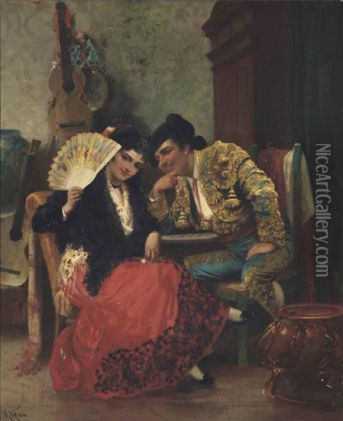 Courtship Oil Painting - Robert Kemm
