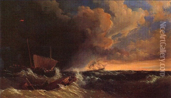 A Storm At Sea Oil Painting - Thomas Birch
