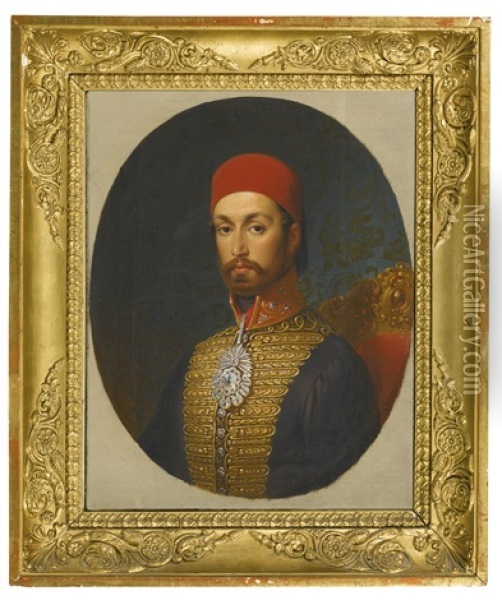 A Portrait Of Sultan 'abdulmecid (r.1839-61) Oil Painting - Konstantin Johannes Franz Cretius