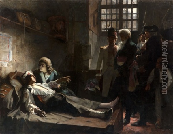 M. Duval D'esprememil Confronted By The Mayor Of Paris, French Revolutionary Scene Oil Painting - Jean-Jacques Scherrer