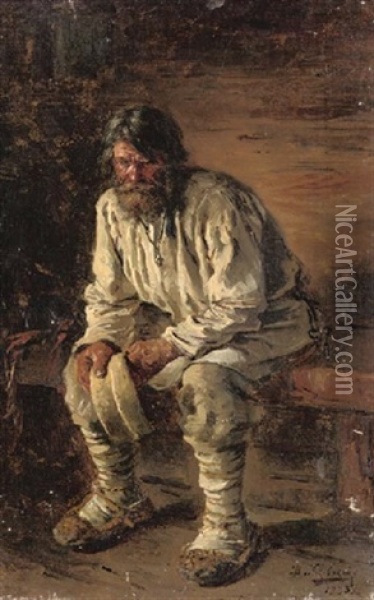 A Russian Peasant Oil Painting - Vladimir Egorovich Makovsky