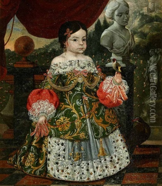 Retrato De Nina, Piedad Oil Painting - Juan Conchillos Y Falco