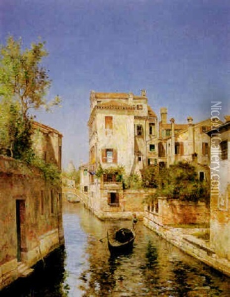 Canal Veceniano Oil Painting - Martin Rico y Ortega