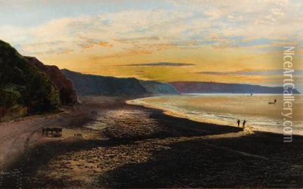 Whitby Sands, Sunset Oil Painting - John Atkinson Grimshaw