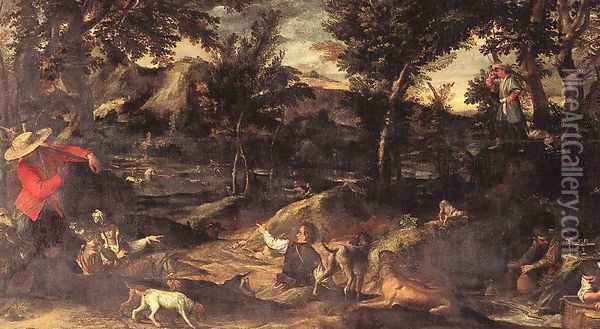 Hunting 1595 Oil Painting - Annibale Carracci