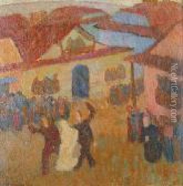 Wesele W Miasteczku, Ok. 1908 Oil Painting - Tadeusz Makowski