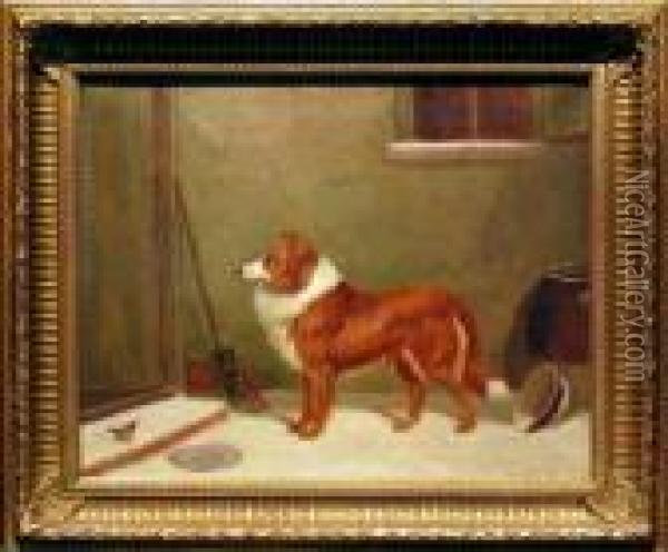 Not Even A Crumb! A Shetland Sheepdog And A Robin Left Out In Thesnow Oil Painting - Colin Graeme Roe